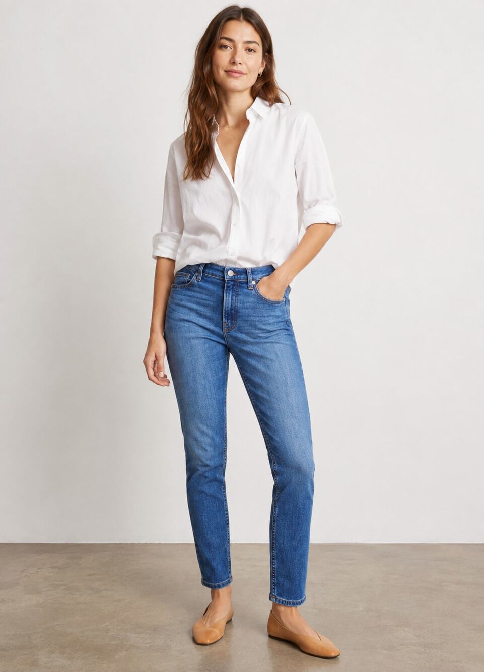 Everlane Women's SZ 27 Mid-Rise Stretch Denim Jeans Blue 28" Inseam Classic